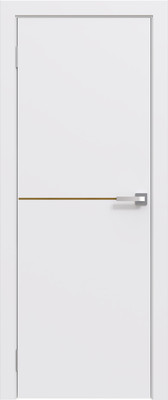 Дверь межкомнатная Юни Эмаль Line 7 60x200 (белый/золотистый)