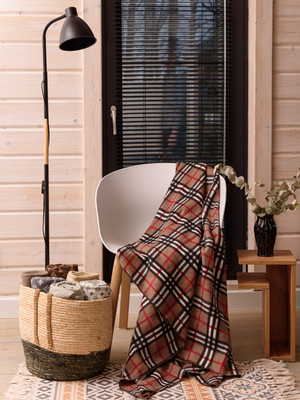 Плед BIO-LINE Флисовый 130x160 / PF130 (капучино клетка)