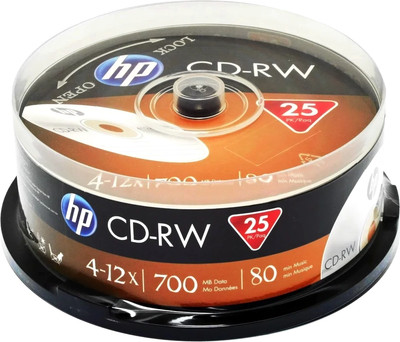 Набор дисков CD-RW HP 12x CakeBox 700MB / 69313 (25шт)