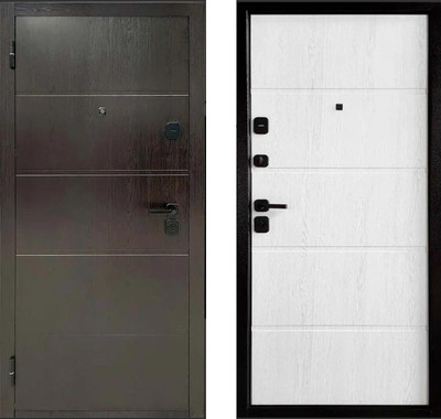 Входная дверь Форпост Стандарт 86x205 (левая, темный орех/белое дерево)