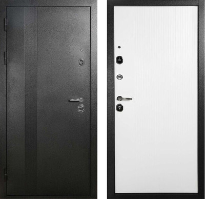 Входная дверь Форпост Стандарт плюс 96x205 (левая, антик темно-серебристый/белый)