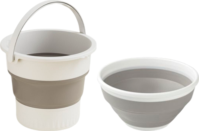 Складное ведро Sundays Среднее / TBD0603930501D со складной миской (10л, белый/серый)