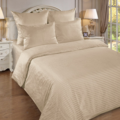 Комплект постельного белья Блакiт Страйп-сатин 1.5сп 70х70 / 4248/1 14-4501 (бежевый)