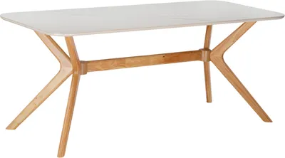 Обеденный стол Woodville Unika 180x80 (белый спеченный камень/светлое дерево)