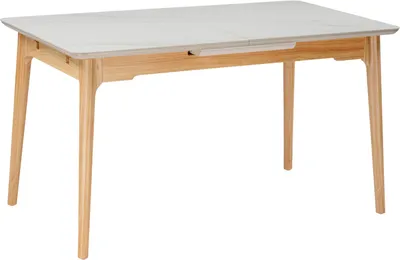 Обеденный стол Woodville Halmar 140-180x80 (белый спеченный камень/светлое дерево)