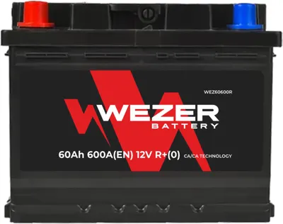 Автомобильный аккумулятор Wezer 600A R+ (60 А/ч)