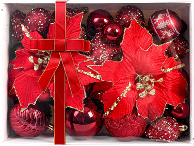 Набор елочных игрушек Золотая сказка 592591 (54шт, бордовый)