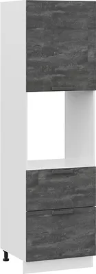 Шкаф-пенал кухонный ТриЯ Детройт 1П6Я2 с одной дверью и двумя ящиками (белый/угольный камень)