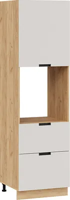 Шкаф-пенал кухонный ТриЯ Гренада 1П6Я2 с одной дверью и двумя ящиками (дуб крафт золотой/холст мокко)