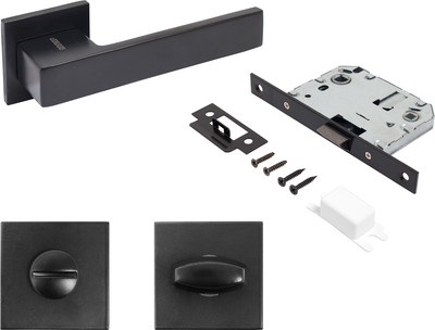 Комплект дверной фурнитуры Аллюр Арт Ринго BL+L7050S BL+BK-S2 BL (83150/S7050) (матовый черный)