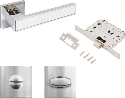 Ручка дверная Аллюр Арт Лана CP/W +L7050S CP+BK-S2 CP (86211/S7050) (хром/белый)