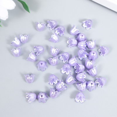 Набор бусин декоративных Арт Узор Цветок ландыша жемчужный / 9104573 (40шт, фиолетовый)
