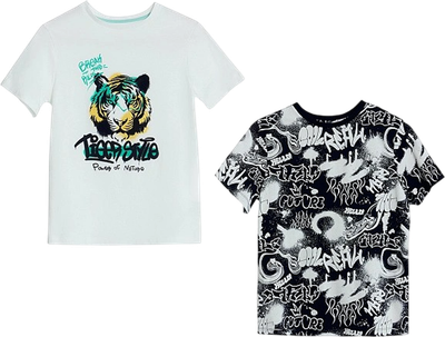 Комплект футболок детских Mark Formelle 113379-2 (р.122-60, белый/черно-белое граффити)