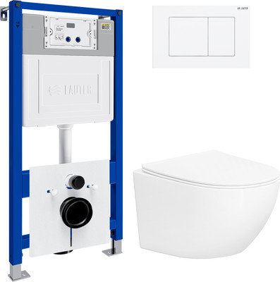 Инсталляция с подвесным унитазом Lauter Sulzdorf 21901001 + кнопка 219702J (белый с микролифтом)