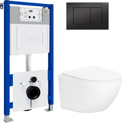 Инсталляция с подвесным унитазом Lauter Sulzdorf 21901001 + кнопка 219704J (белый с микролифтом)