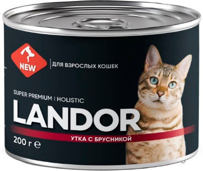 Влажный корм для кошек Landor Для взрослых кошек утка с брусникой / 2002223 (0.2кг)