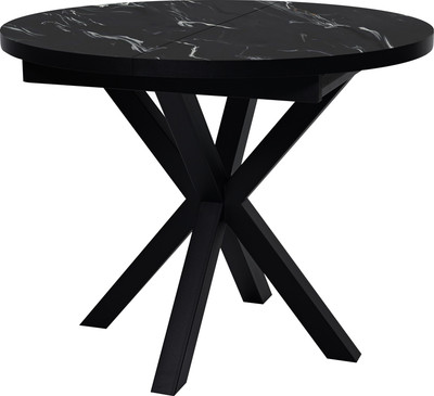 Обеденный стол Мир стульев Саен 24 100x100/40 (черный муар/асти 3146 Елена)