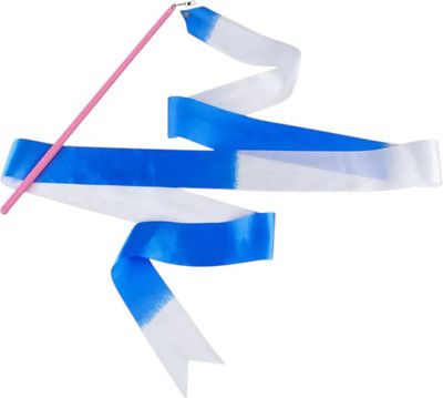 Лента для художественной гимнастики с палочкой Indigo Sport АВ323 (белый/голубой)