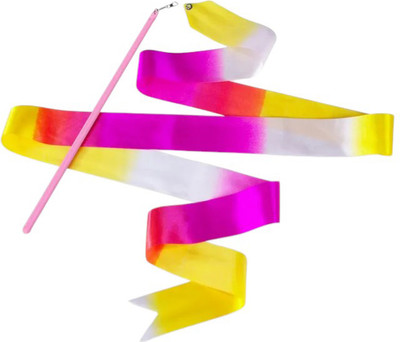Лента для художественной гимнастики с палочкой Indigo Sport АВ323 (белый/желтый/розовый)