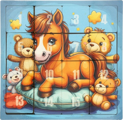 Игра-головоломка Sima-Land Пятнашки. Лошадка с игрушками / 10928833