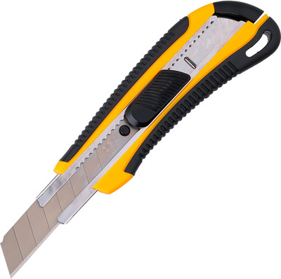 Нож пистолетный Admiral 25мм обрезиненный корпус сдвижной фиксатор + 2 лезвия