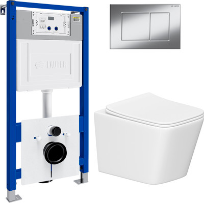 Инсталляция с подвесным унитазом Lauter Square 21901001 + кнопка 219701J (скрытое крепление)