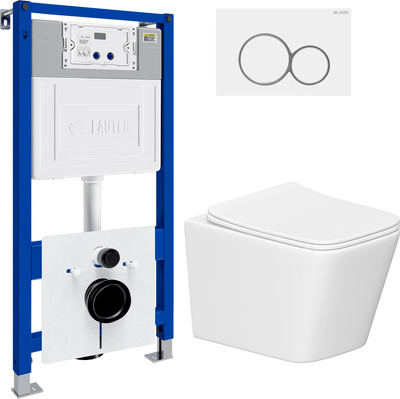 Инсталляция с подвесным унитазом Lauter Square 21901001 + кнопка 219702E (скрытое крепление)