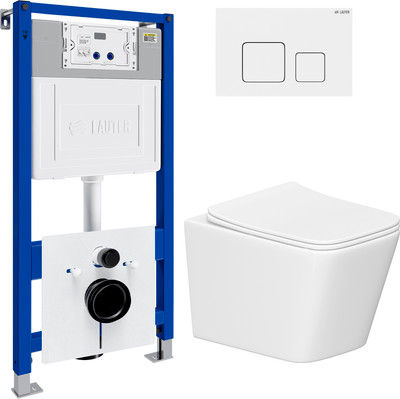 Инсталляция с подвесным унитазом Lauter Square 21901001 + кнопка 219702F (скрытое крепление)