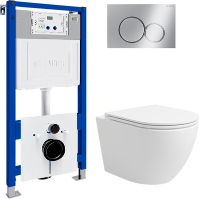 Инсталляция с подвесным унитазом Lauter Vortex 21901001 + кнопка 219701E
