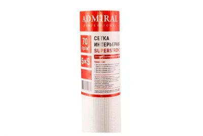 Стеклосетка Admiral Малярная 70 гр/м2 1мx10м Интерьерная 5x5 (белый)