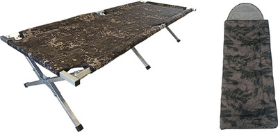 Раскладушка туристическая Медведь Екатеринбург 200x75x45 (утепленная, со спальным мешком BalMAX Аляска Standart Series до -20°C урбан)