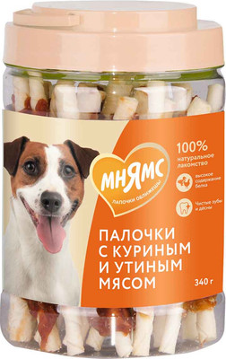 Лакомство для собак Мнямс Палочки с куриным и утиным мясом / 703218 (340г)