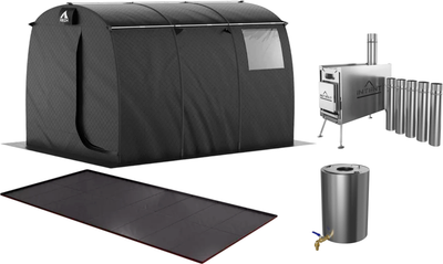Палатка-баня MORZH Max с полом, печью и баком для воды (черный)