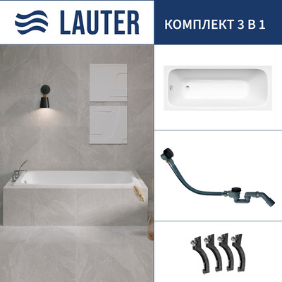 Ванна чугунная Lauter Victoria 2100817 / 170x70 с сифоном 21Y32001 (матовый черный)