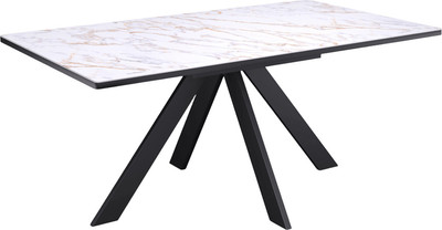 Обеденный стол Kenner DL1600 (черный/керамика мрамор белый глянец)