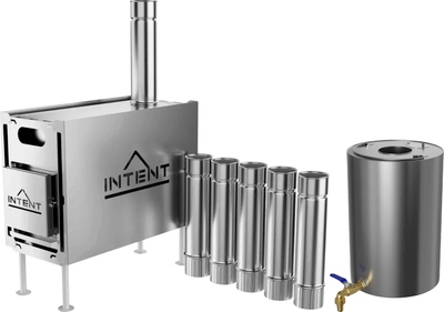 Печь походная Intent V1 с баком для нагрева воды Круглый (12л)