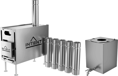 Печь походная Intent Mini с баком для нагрева воды Квадрат 90мм (12л)