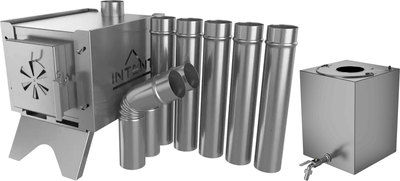 Печь походная Intent Fisher с баком для нагрева воды Квадрат 65мм (4л)