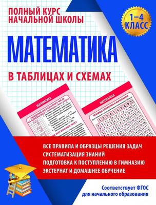 Учебное пособие Принтбук Математика в таблицах и схемах 1-4 класс, мягкая обложка (Латышева Н.)