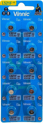 Комплект батареек Vinnic AG0/LR521F-C10 Alkaline (10шт)