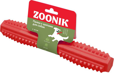 Игрушка для собак ZOONIK Палка литая с шипами / 164163-10 (красный)