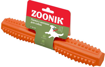 Игрушка для собак ZOONIK Палка литая с шипами / 164163-11 (оранжевый)