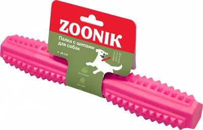 Игрушка для собак ZOONIK Палка литая с шипами / 164163-12 (розовый)