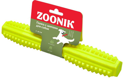 Игрушка для собак ZOONIK Палка литая с шипами / 164163-35 (желтый)