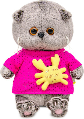Мягкая игрушка Budi Basa Кот Басик Baby в лонгсливе с крабиком / 10896433