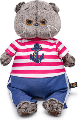 Мягкая игрушка Budi Basa Кот Басик в полосатой футболке с якорем / 10880343