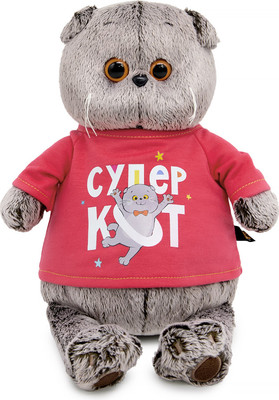 Мягкая игрушка Budi Basa Кот Басик в лонгсливе с принтом Супер кот / 10892857