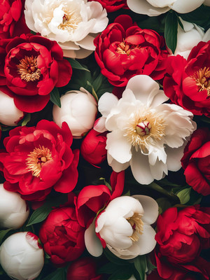 Набор алмазной вышивки Феникс+ Красные и белые пионы / 71408