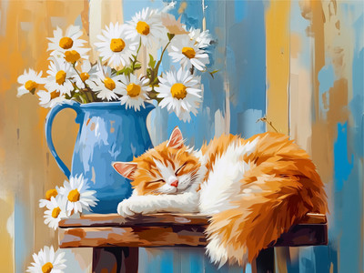 Набор алмазной вышивки Феникс+ Натюрморт с кошкой / 71420