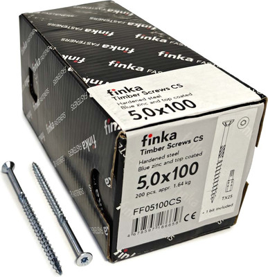 Шуруп Finka Timber Screws CS Конструкционный по дереву TORX25 5x100 потай (200шт, голубой цинк)